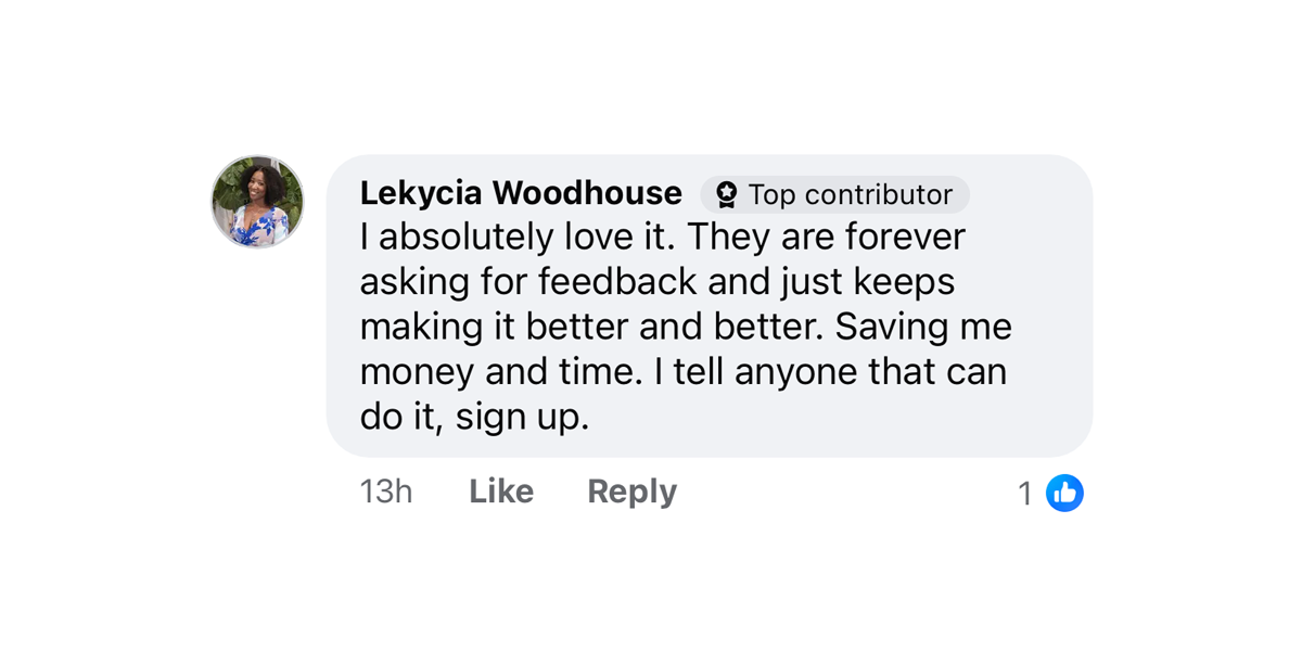 Testimonial screenshot 1